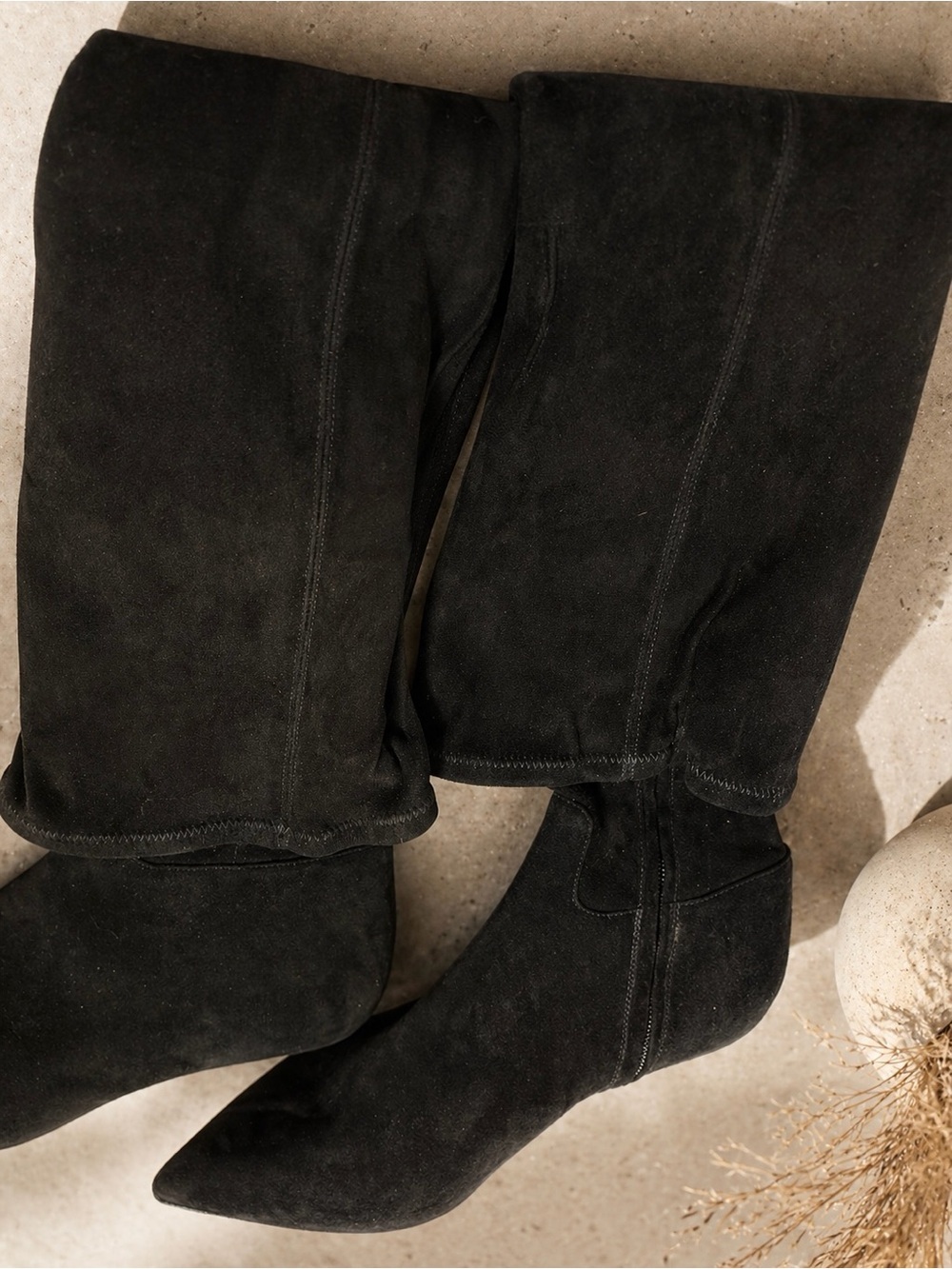 Valentino Garavani OTK Boots Black Stretch Suede Gold Heel 39 / US 8–8.5 NWT - Picture 4 of 10